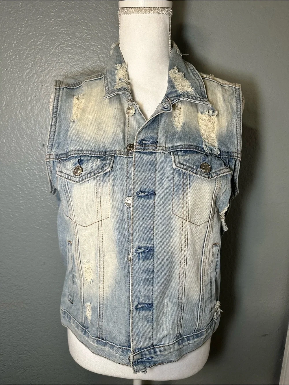 Almost Famous Distressed Jean Jacket - Picture 1 of 7